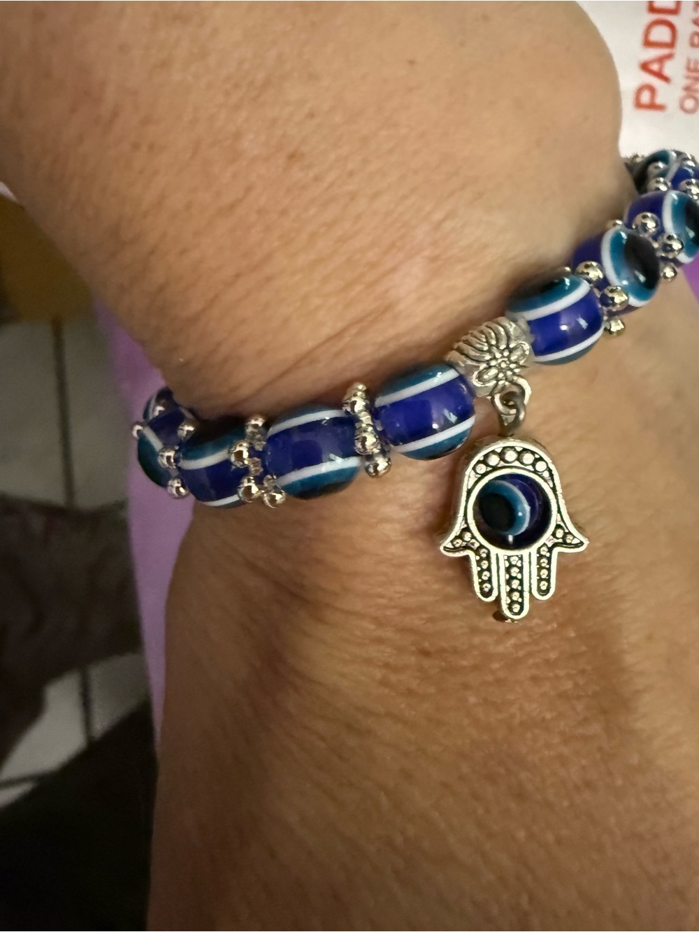 Blue Evil Eye Hamsa Beaded Bracelet - Women's Jewelry